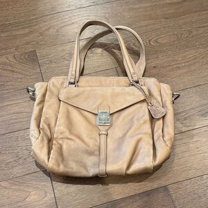 Cole Haan Pebbled Leather Shoulder Handbag Zip Top Front Pocket